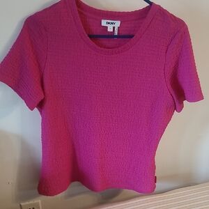 DKNY Fuchsia Short Sleeve Textured Tee